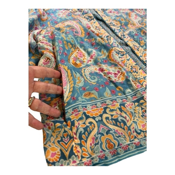 Democracy Plus Size Paisley Print 3/4 Sleeve Reversible Open-Front Jacket NEW - Picture 2 of 16